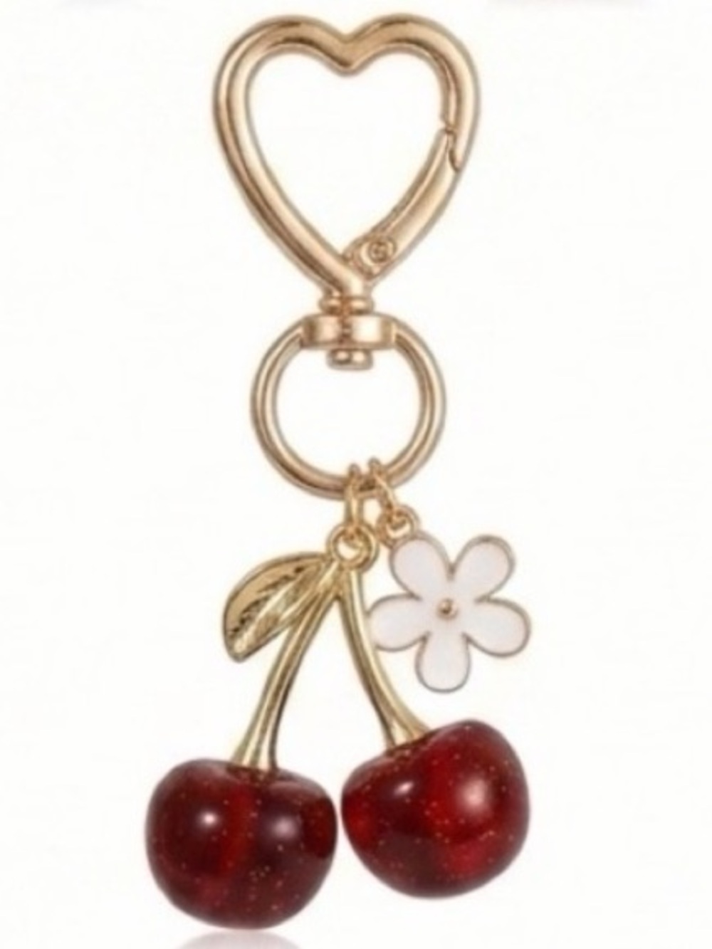 2 Pack Cherry Bag Charm ~ Gold & Deep Red - Picture 5 of 9